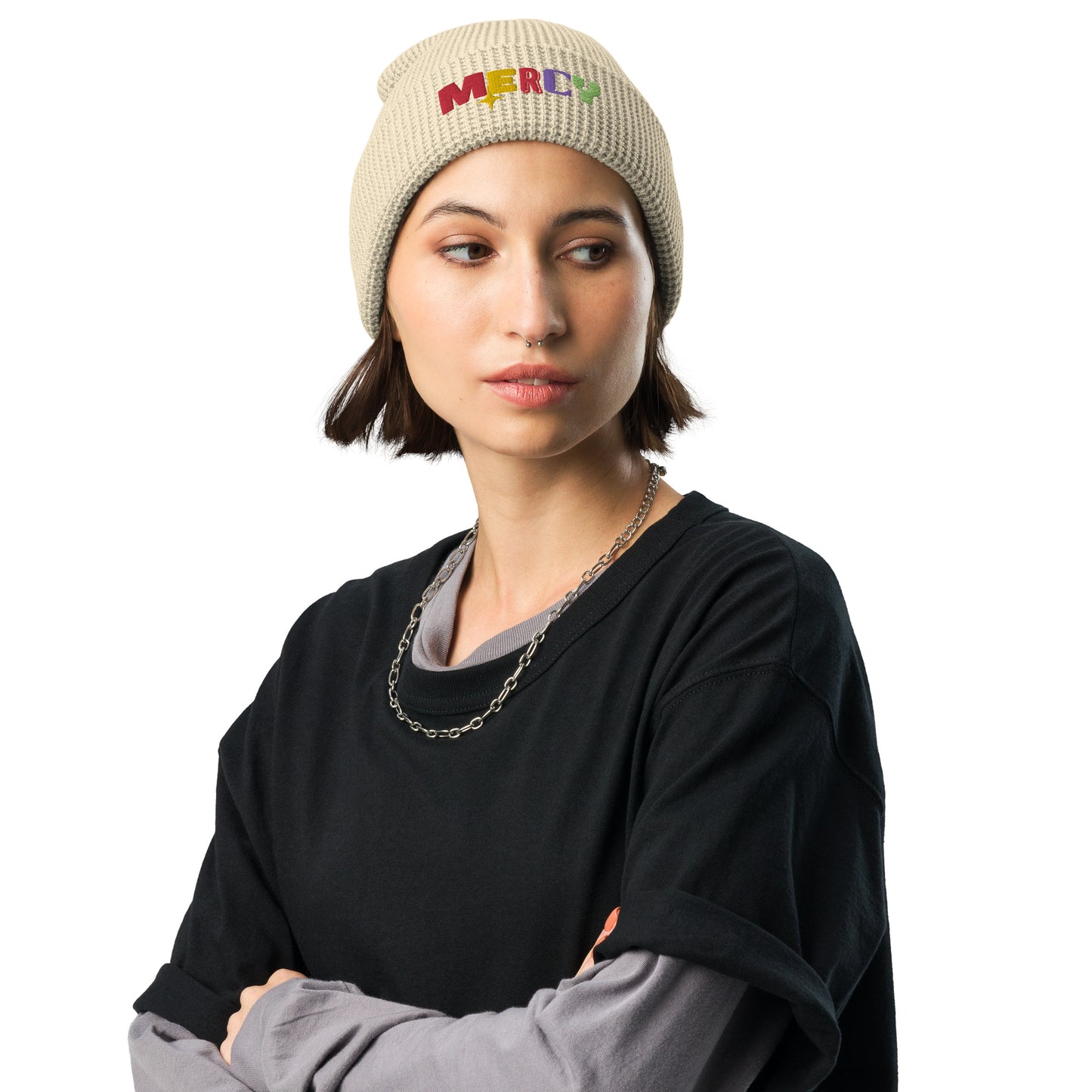 MERCY Waffle beanie (Embroidery)