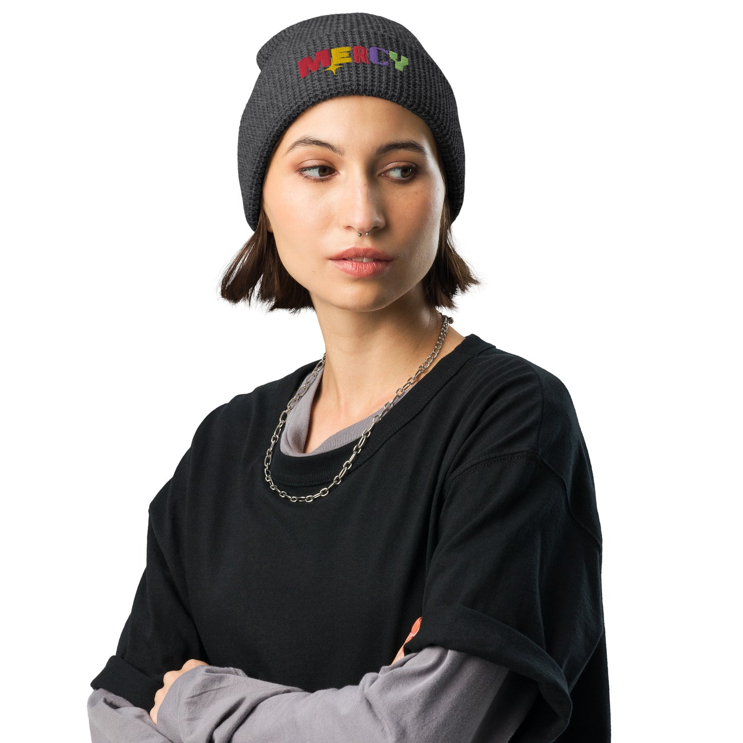 MERCY Waffle beanie (Embroidery)